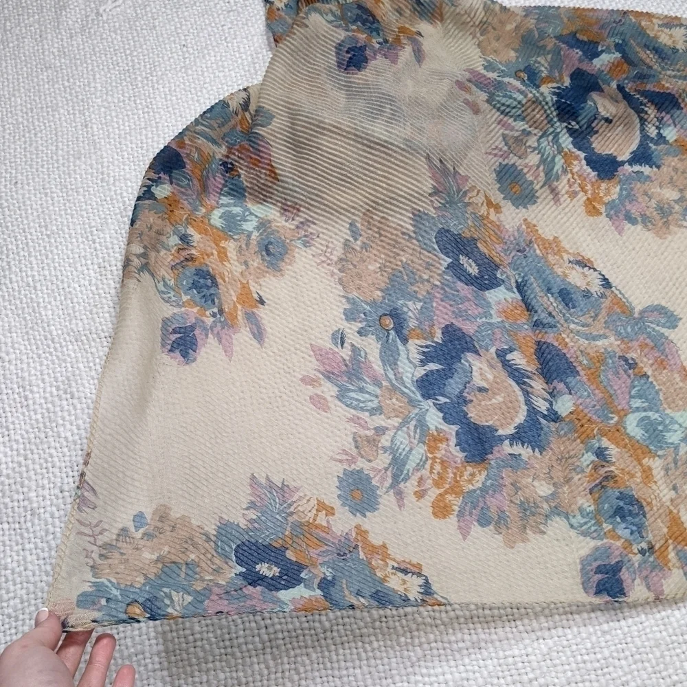 Lulla Collection by Bindya Floral Crinkle Scarf/Shawl -Cream‎ Multicolor